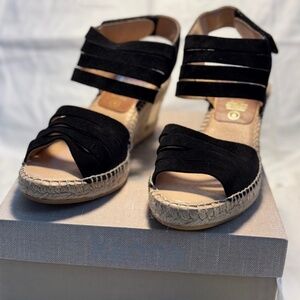 🖤 Kanna Black Suede Espadrille Wedge‎ Sandals — NEW in Box